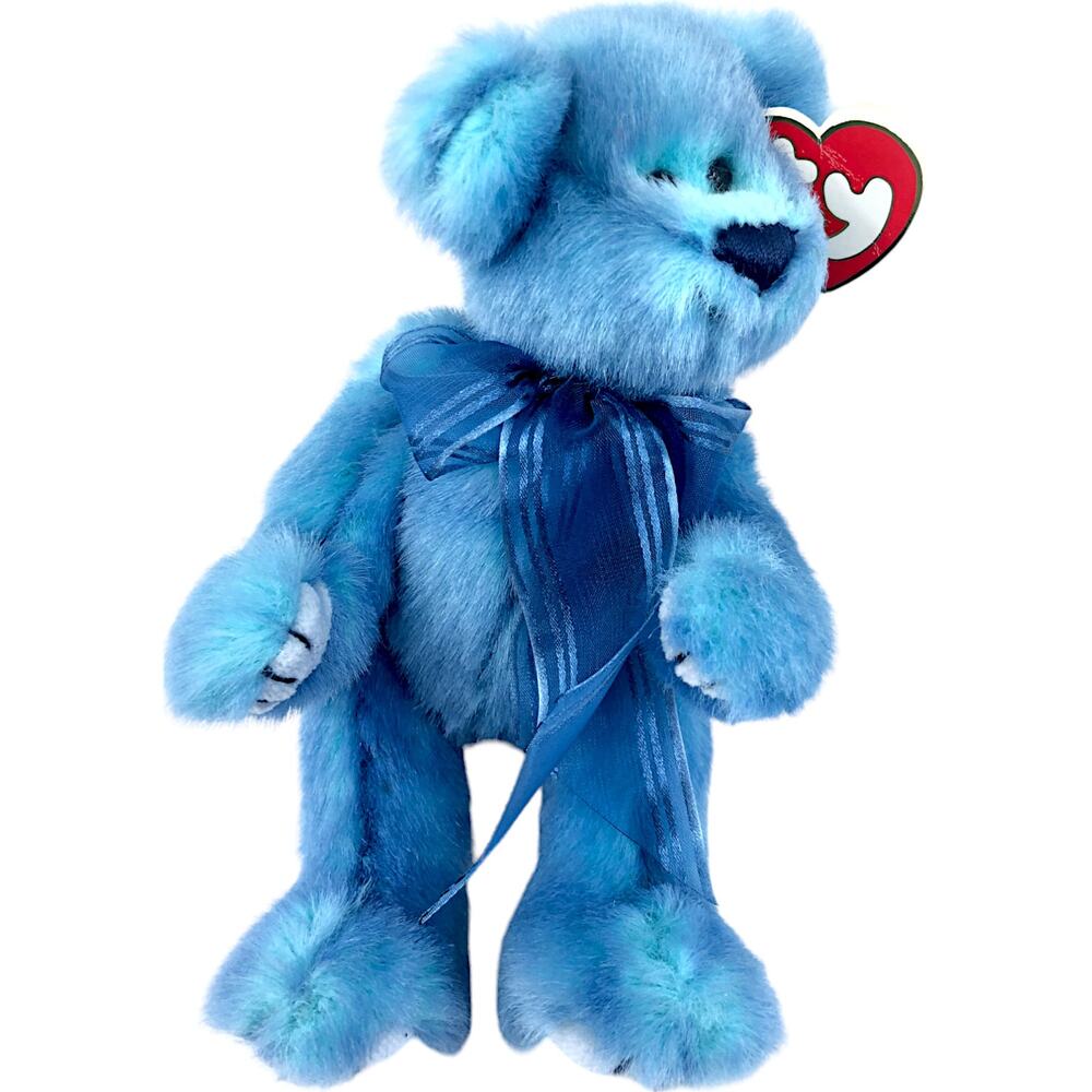 TY Azure the Bear 1993 Blue Plush Stuffed Animal Teddy Bear w/ Tags